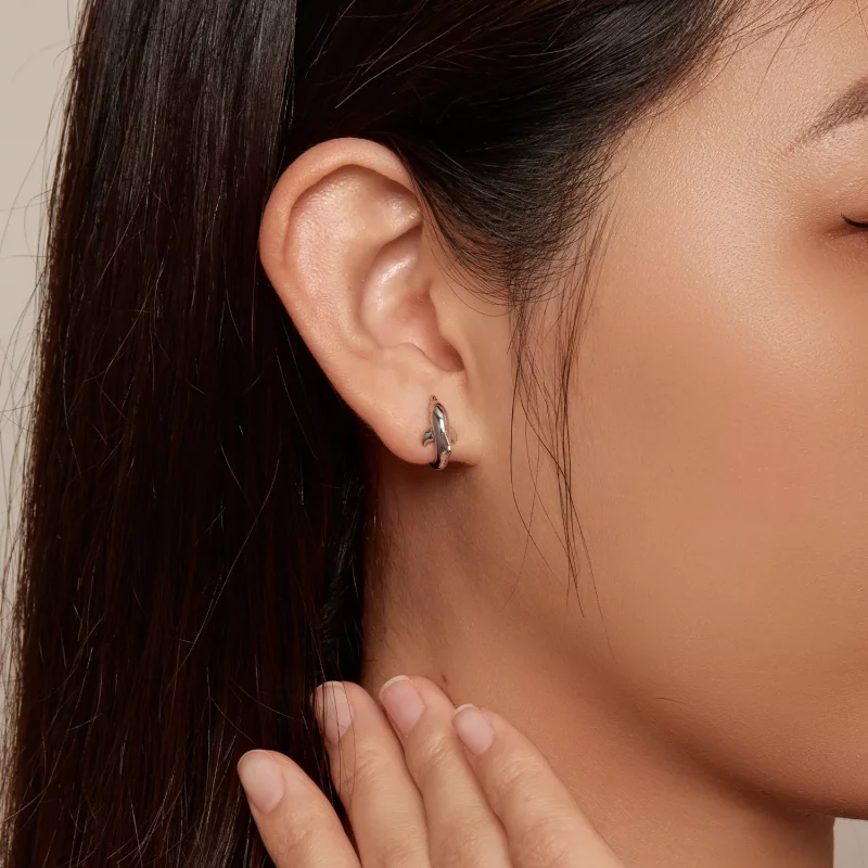(imagen para) Pendientes de Aro con Estilo de Delfín al Estilo Pandora - BSE881 - Ver 5