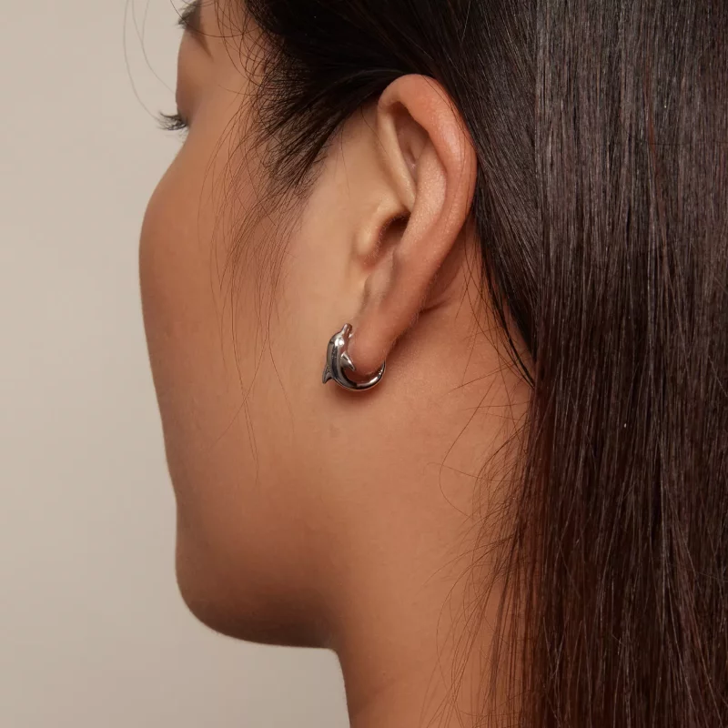 (imagen para) Pendientes de Aro con Estilo de Delfín al Estilo Pandora - BSE881 - Ver 7