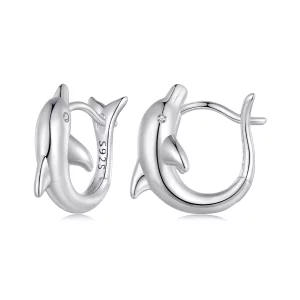 (imagen para) Pendientes de Aro con Estilo de Delfín al Estilo Pandora - BSE881