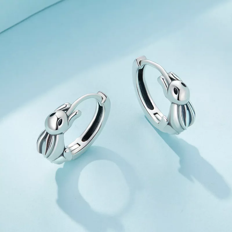 (imagen para) Pendientes de aro con estilo Pandora de conejo - SCE1616 - Ver 3