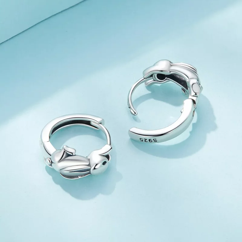 (imagen para) Pendientes de aro con estilo Pandora de conejo - SCE1616 - Ver 4