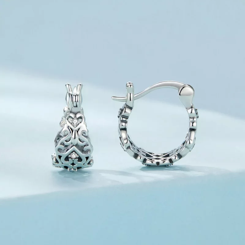 (imagen para) Pendientes de Aro con Estilo Pandora y Patrón Retro - SCE1650 - Ver 2