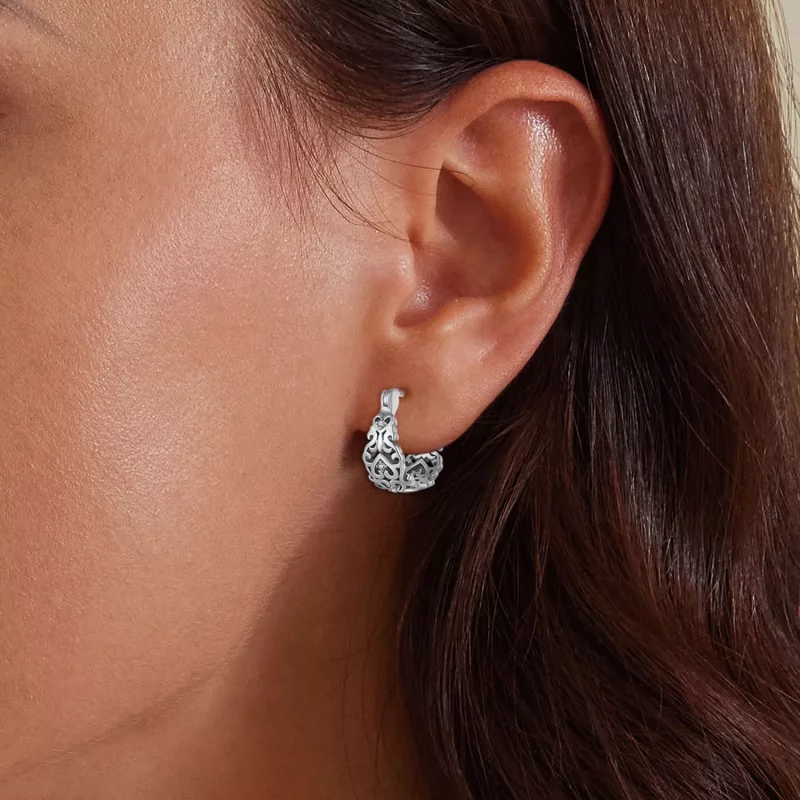 (imagen para) Pendientes de Aro con Estilo Pandora y Patrón Retro - SCE1650 - Ver 5