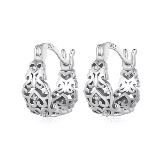 (imagen para) Pendientes de Aro con Estilo Pandora y Patrón Retro - SCE1650