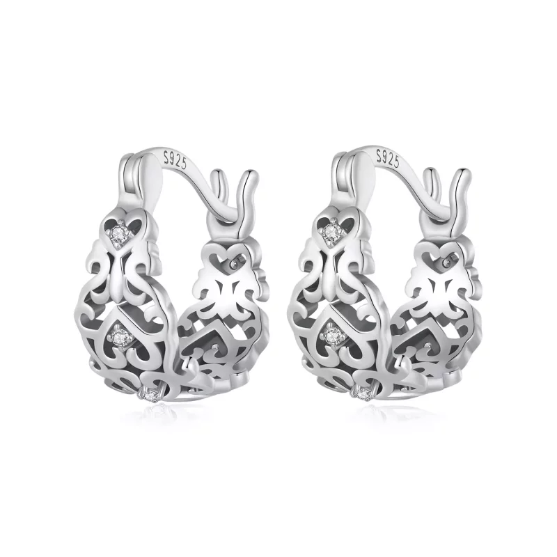 (imagen para) Pendientes de Aro con Estilo Pandora y Patrón Retro - SCE1650