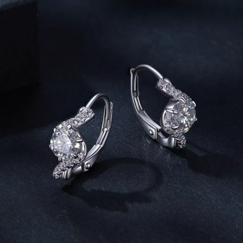 (imagen para) Pendientes de Aro con Moissanita de Estilo Pandora de 50 Puntos (Dos Certificado - Ver 3