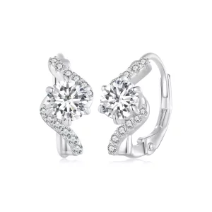 Pendientes de Aro con Moissanita de Estilo Pandora de 50 Puntos (Dos Certificados) - MSE036 (imagen para) Pendientes de Aro con Moissanita de Estilo Pandora de 50 Puntos (Dos Certificados) - MSE036