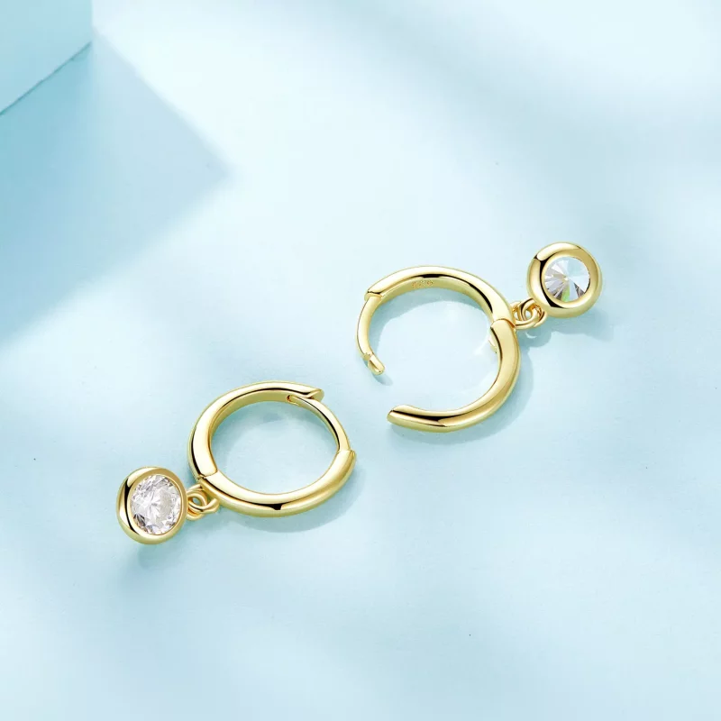 (imagen para) Pendientes de Aro de Circonia en Estilo Pandora - SCE830-B - Ver 4