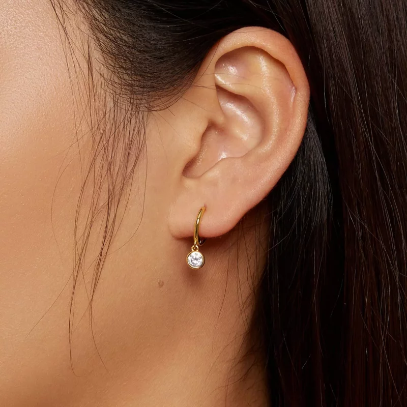 (imagen para) Pendientes de Aro de Circonia en Estilo Pandora - SCE830-B - Ver 7