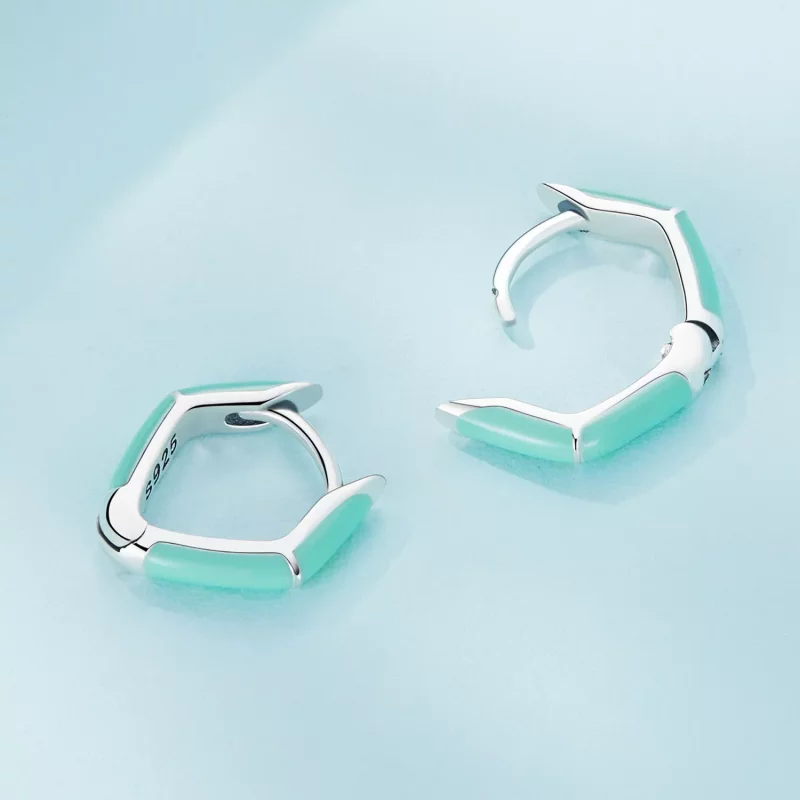 (imagen para) Pendientes de Aro de Estilo Pandora con Diamantes Azules - SCE1569-GN - Ver 4