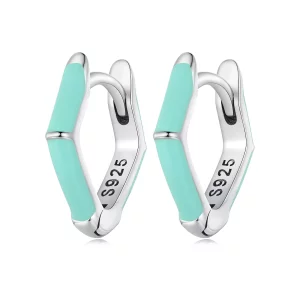 (imagen para) Pendientes de Aro de Estilo Pandora con Diamantes Azules - SCE1569-GN