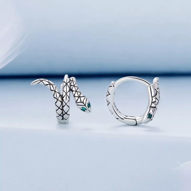 (imagen para) Pendientes de Aro de Serpiente de Estilo Pandora - BSE883 - Ver 2