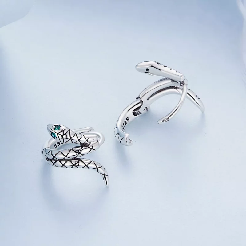 (imagen para) Pendientes de Aro de Serpiente de Estilo Pandora - BSE883 - Ver 4