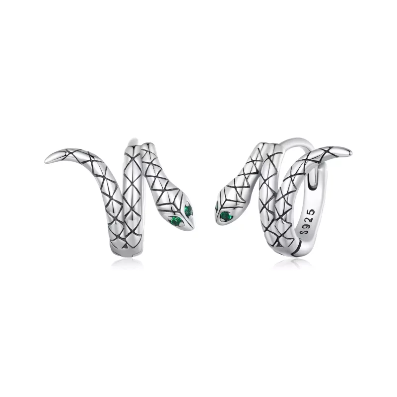 (imagen para) Pendientes de Aro de Serpiente de Estilo Pandora - BSE883