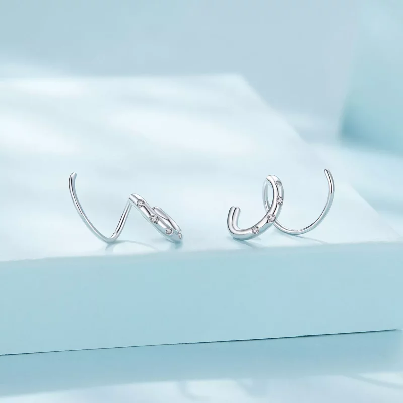 (imagen para) Pendientes de Aro Doble Estilo Pandora Pendientes de Botón - SCE1652 - Ver 2