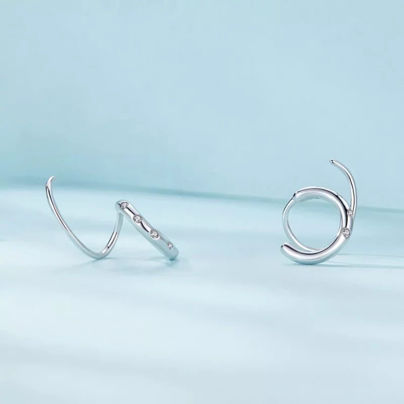 (imagen para) Pendientes de Aro Doble Estilo Pandora Pendientes de Botón - SCE1652 - Ver 4