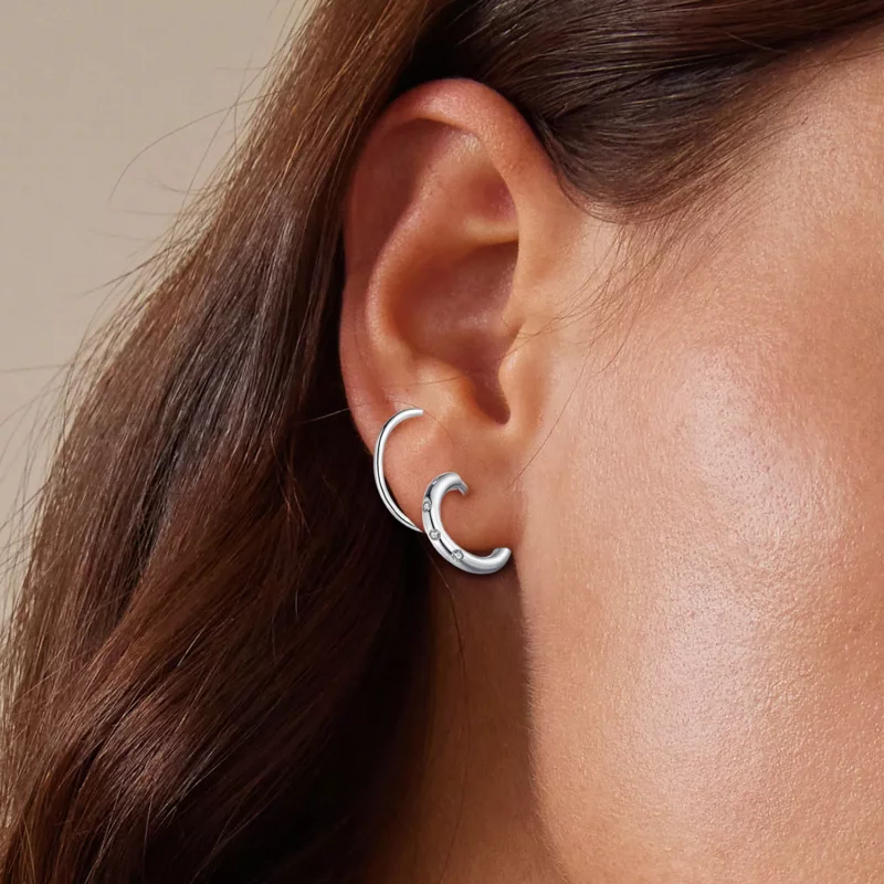(imagen para) Pendientes de Aro Doble Estilo Pandora Pendientes de Botón - SCE1652 - Ver 5