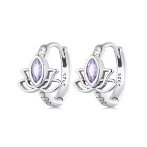 Pendientes de Aro Estilo Pandora con Diseño de Loto - SCE1648 (imagen para) Pendientes de Aro Estilo Pandora con Diseño de Loto - SCE1648