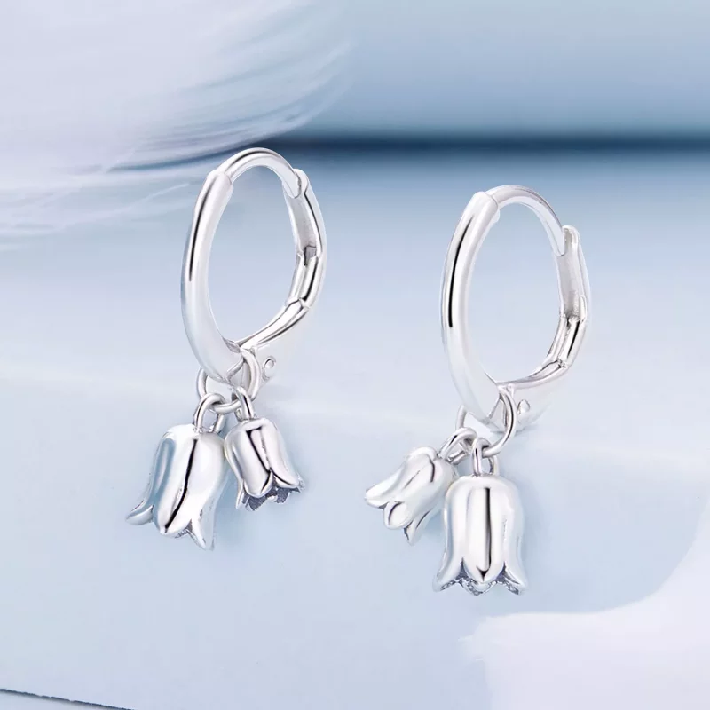 (imagen para) Pendientes de aro estilo Pandora con lirios del valle - BSE909 - Ver 2