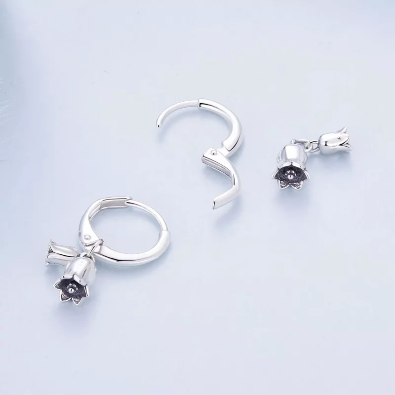(imagen para) Pendientes de aro estilo Pandora con lirios del valle - BSE909 - Ver 4