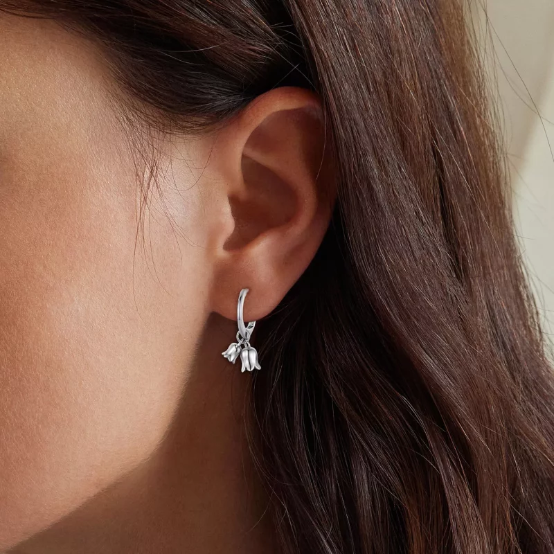 (imagen para) Pendientes de aro estilo Pandora con lirios del valle - BSE909 - Ver 5