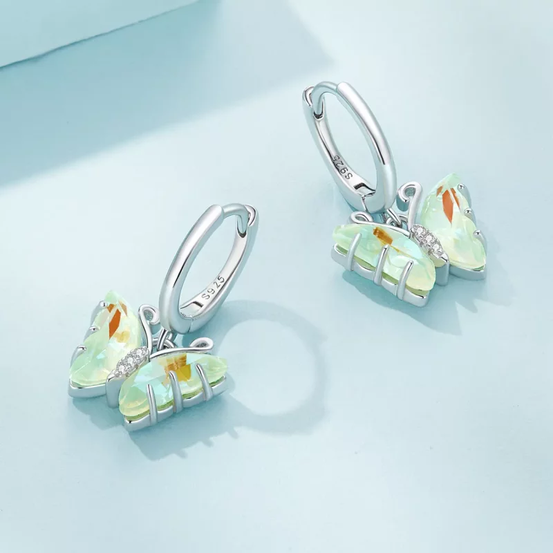 (imagen para) Pendientes de Aro Sinfonía Estilo Pandora con Mariposa - SCE1588-GN - Ver 3