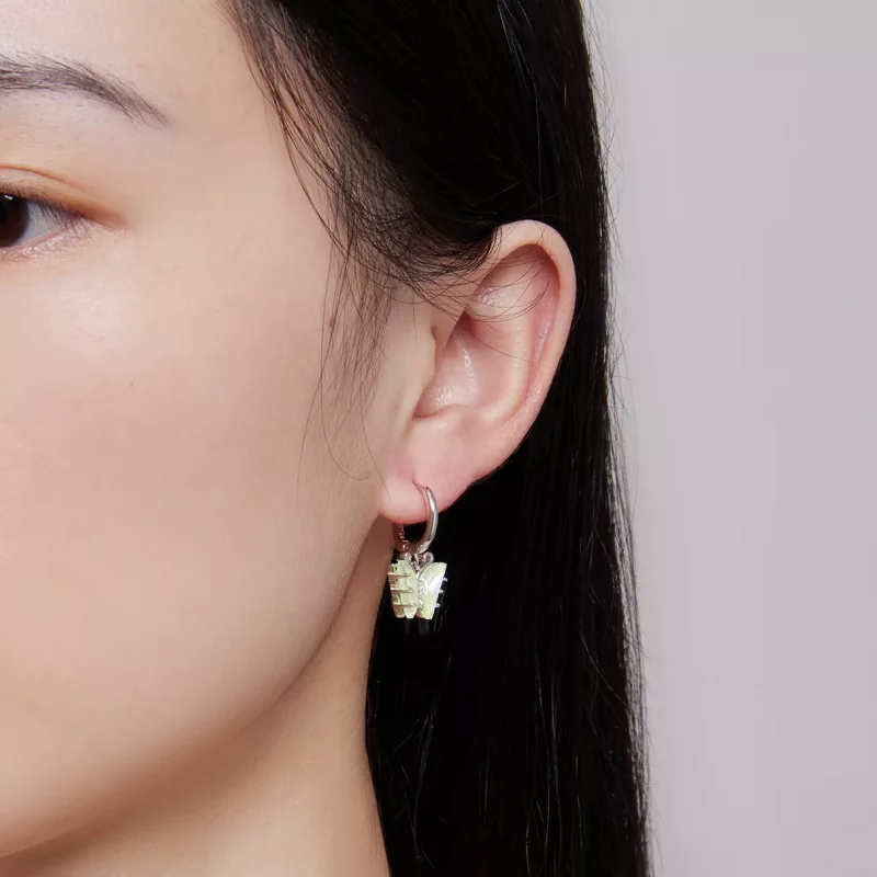 (imagen para) Pendientes de Aro Sinfonía Estilo Pandora con Mariposa - SCE1588-GN - Ver 6