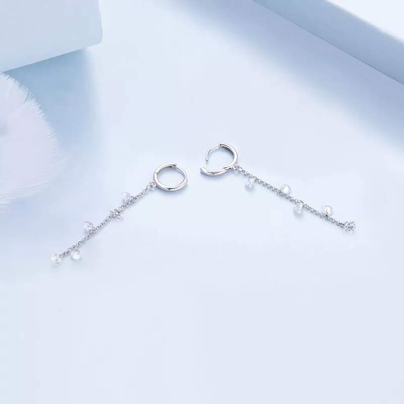 (imagen para) Pendientes de borla con estilo Pandora inteligentes - BSE898 - Ver 4