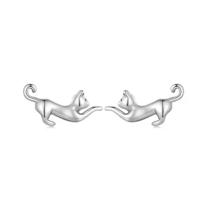 (imagen para) Pendientes de botón con diseño estilo Pandora de gatos - SCE1630