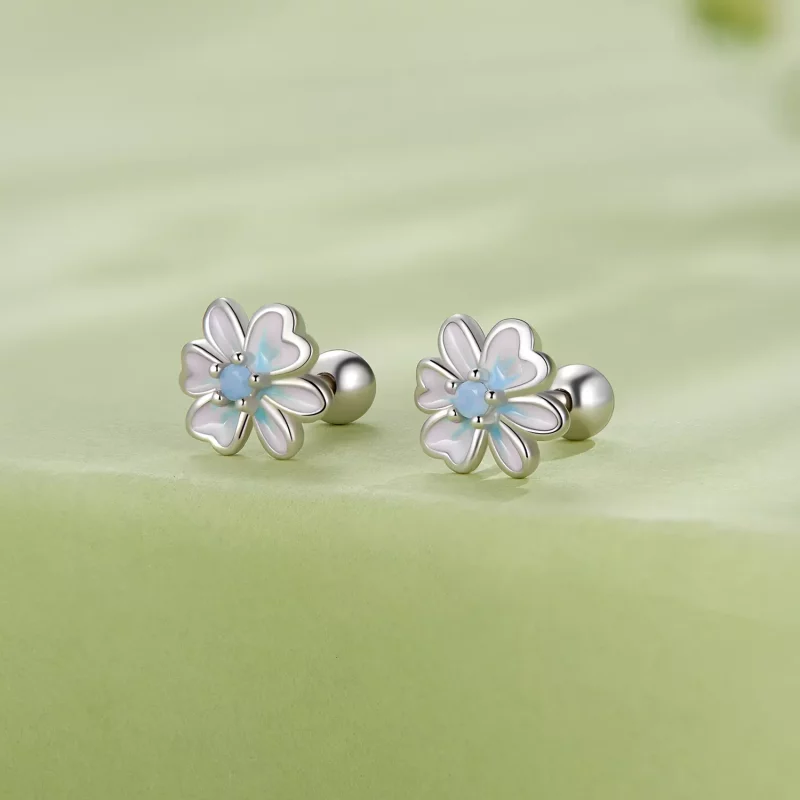 (imagen para) Pendientes de botón estilo Pandora con flores - SCE1572 - Ver 2
