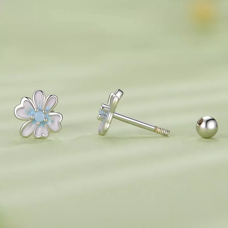 (imagen para) Pendientes de botón estilo Pandora con flores - SCE1572 - Ver 3