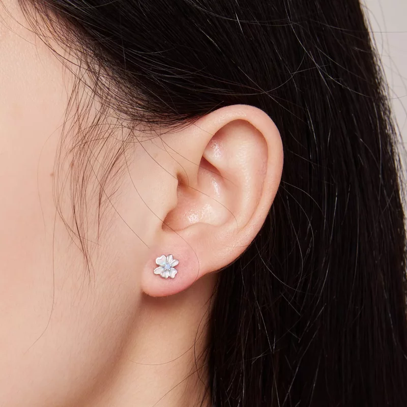 (imagen para) Pendientes de botón estilo Pandora con flores - SCE1572 - Ver 5