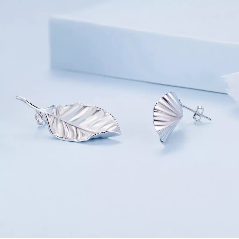 (imagen para) Pendientes de botón estilo Pandora con hojas - BSE812 - Ver 3