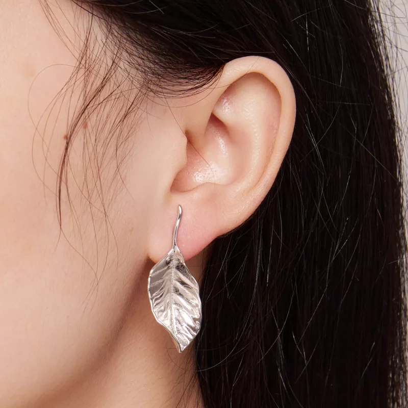(imagen para) Pendientes de botón estilo Pandora con hojas - BSE812 - Ver 5