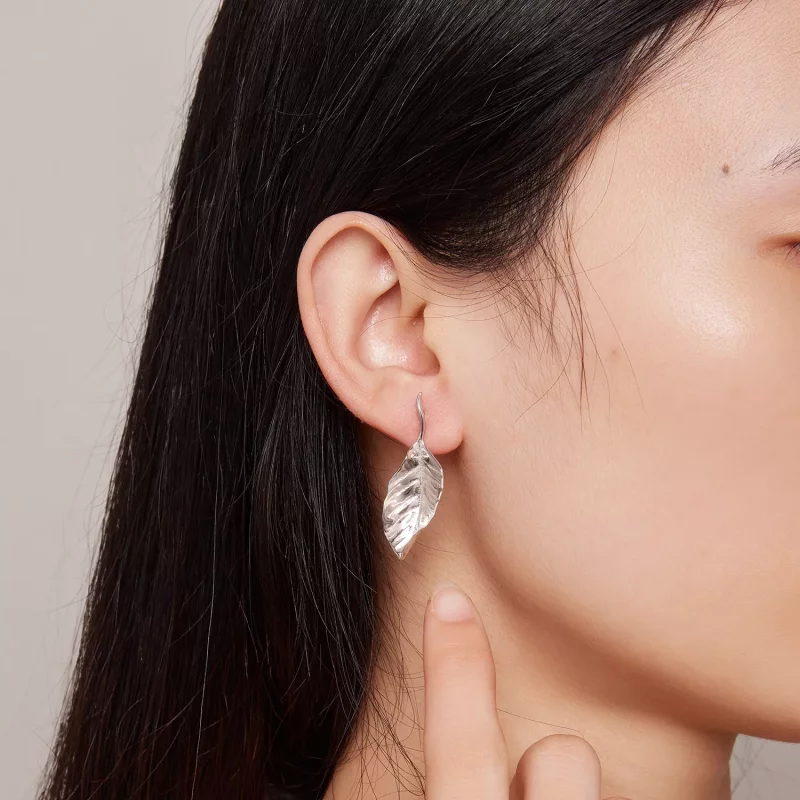 (imagen para) Pendientes de botón estilo Pandora con hojas - BSE812 - Ver 6