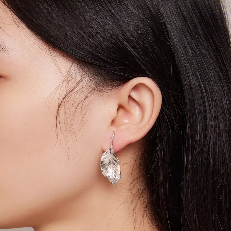 (imagen para) Pendientes de botón estilo Pandora con hojas - BSE812 - Ver 7
