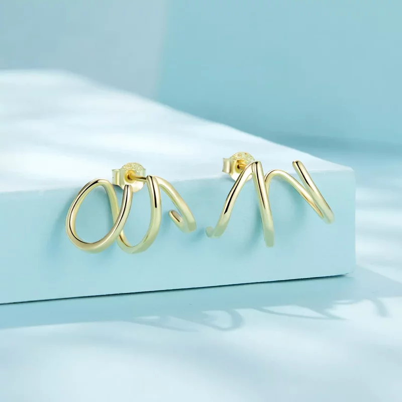 (imagen para) Pendientes de botón estilo Pandora con líneas simples - SCE986-B - Ver 2