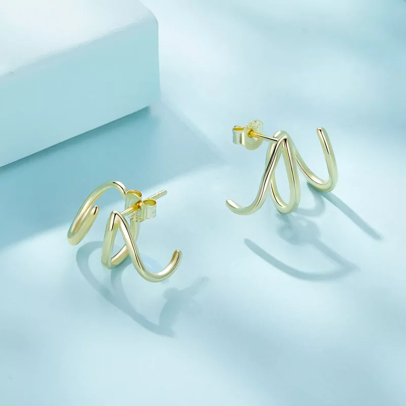 (imagen para) Pendientes de botón estilo Pandora con líneas simples - SCE986-B - Ver 3