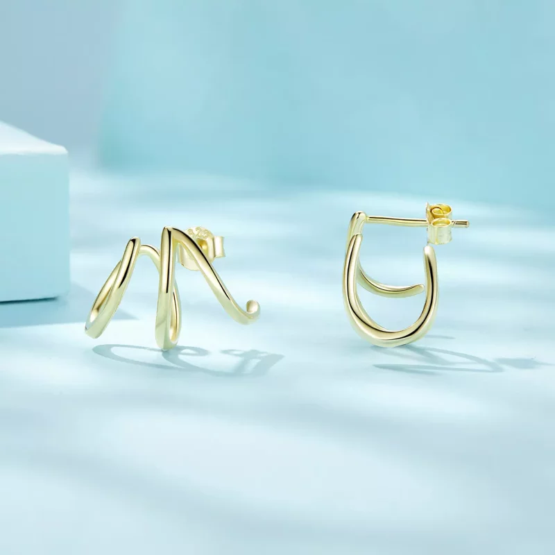 (imagen para) Pendientes de botón estilo Pandora con líneas simples - SCE986-B - Ver 4