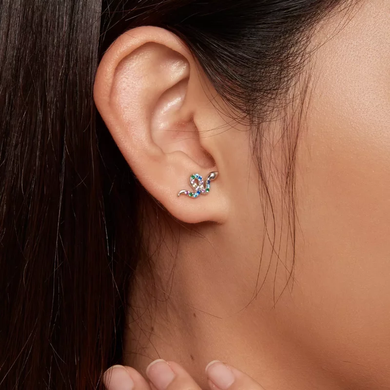 (imagen para) Pendientes de botón estilo Pandora con serpientes coloridas - SCE1633 - Ver 7