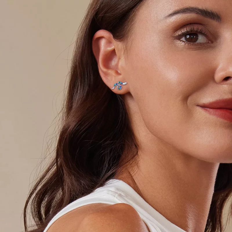 (imagen para) Pendientes de botón estilo Pandora con serpientes coloridas - SCE1633 - Ver 8