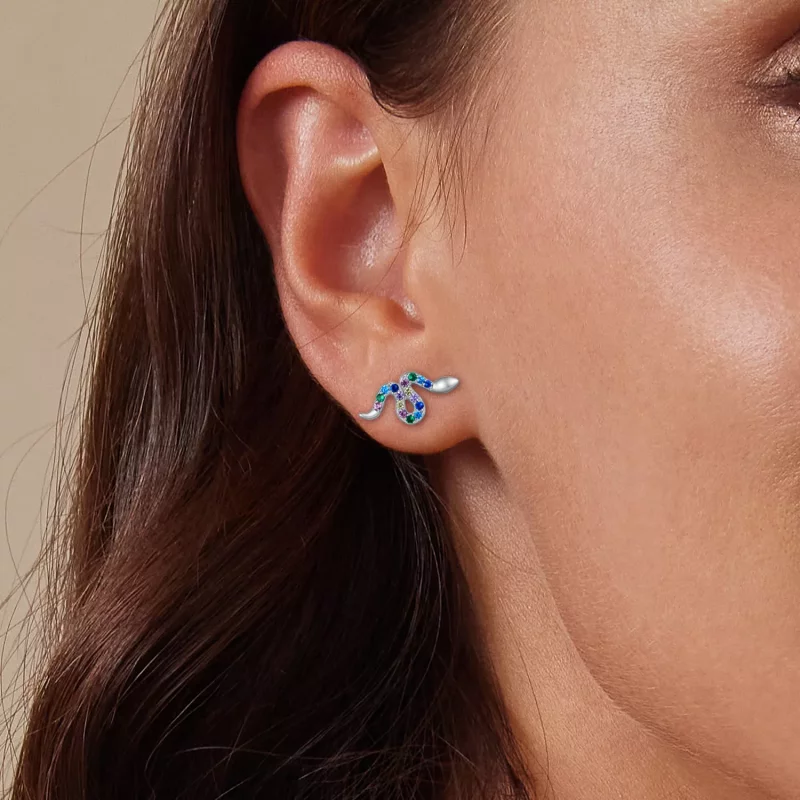 (imagen para) Pendientes de botón estilo Pandora con serpientes coloridas - SCE1633 - Ver 9