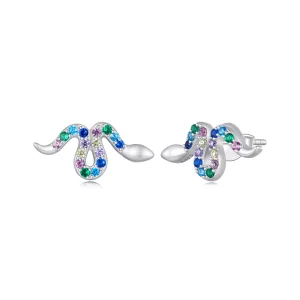 (imagen para) Pendientes de botón estilo Pandora con serpientes coloridas - SCE1633