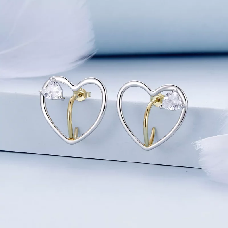 (imagen para) Pendientes de botón estilo Pandora Love - BSE888 - Ver 2
