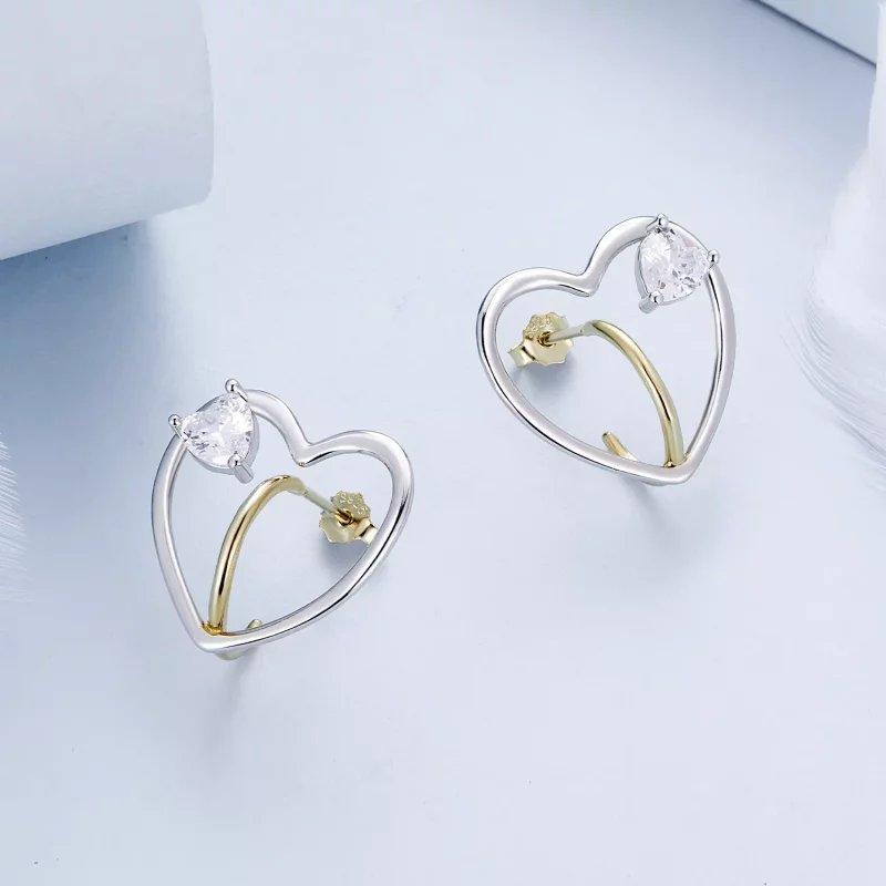 (imagen para) Pendientes de botón estilo Pandora Love - BSE888 - Ver 3