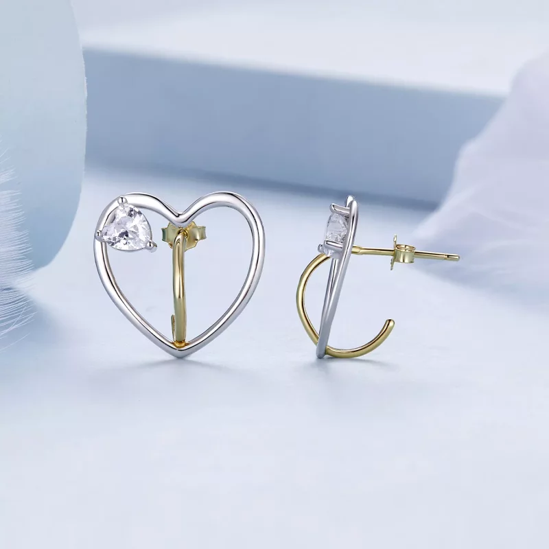(imagen para) Pendientes de botón estilo Pandora Love - BSE888 - Ver 4