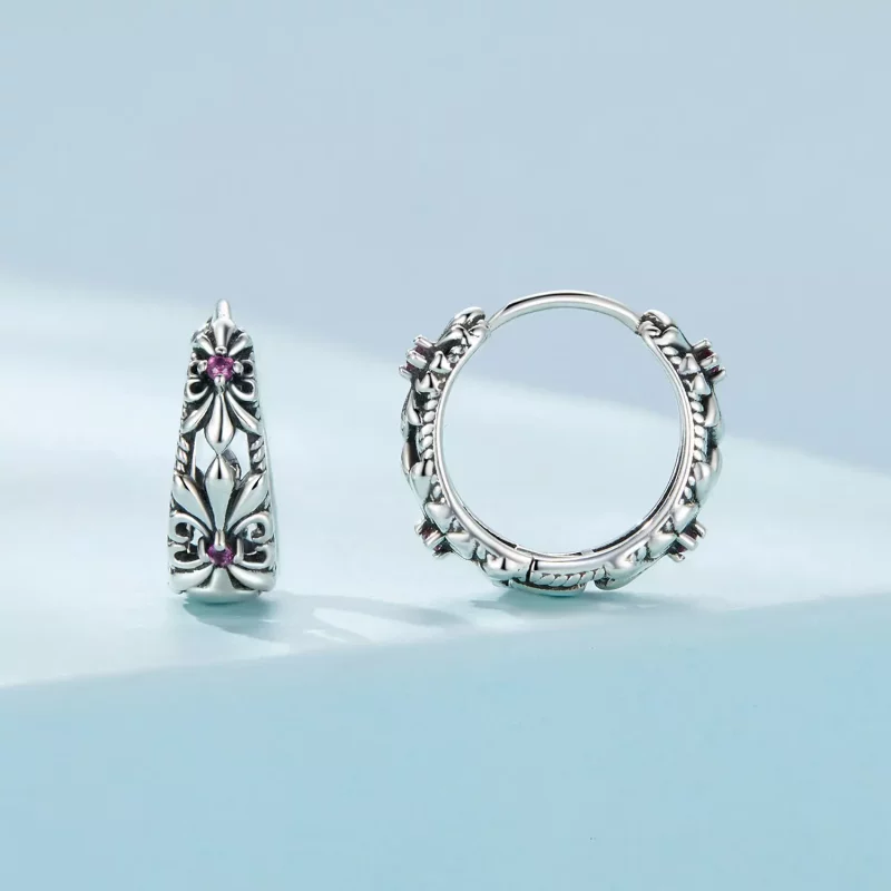 (imagen para) Pendientes de estilo Pandora con aro vintage de iris - SCE1649 - Ver 2