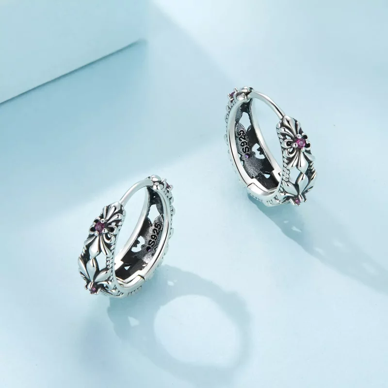 (imagen para) Pendientes de estilo Pandora con aro vintage de iris - SCE1649 - Ver 3