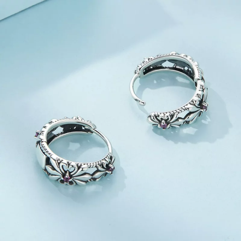 (imagen para) Pendientes de estilo Pandora con aro vintage de iris - SCE1649 - Ver 4
