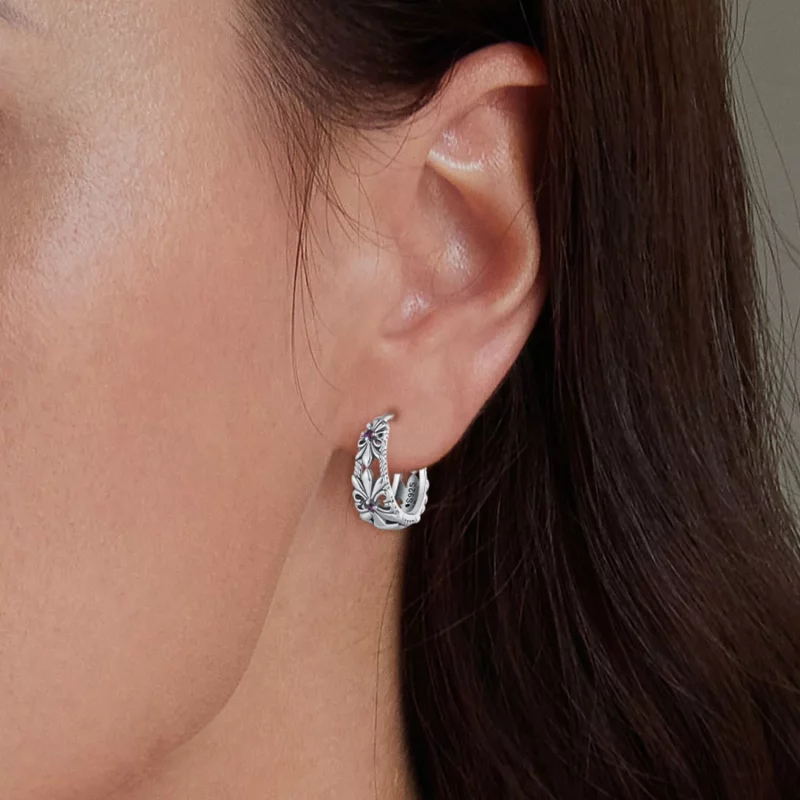 (imagen para) Pendientes de estilo Pandora con aro vintage de iris - SCE1649 - Ver 5